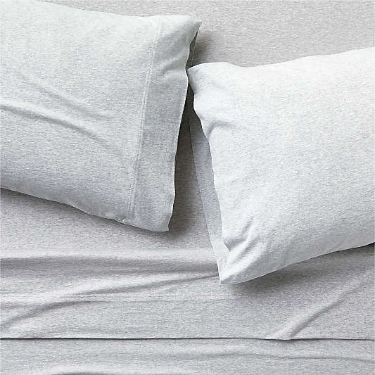 Cozysoft Organic Cotton Jersey Light Grey Queen Bed Sheet Set