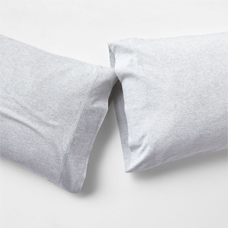 Cozysoft Organic Jersey Light Grey Standard Pillowcases, Set of 2