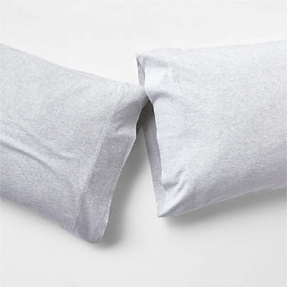 Cozysoft Organic Cotton Jersey Light Grey Standard Pillowcases, Set of 2