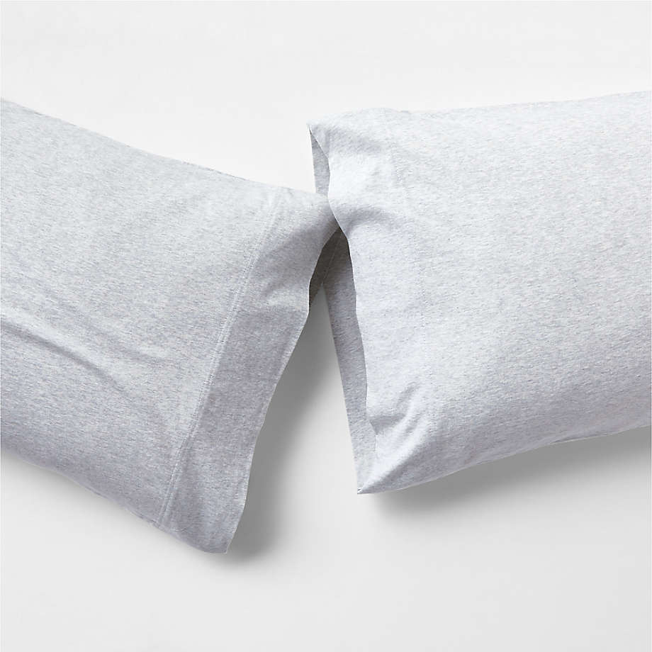 Organic Jersey Light Grey Standard Pillowcases, Set of 2