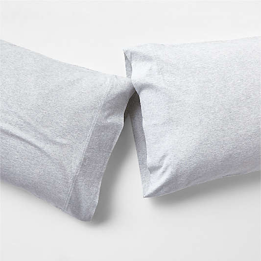 Cozysoft Organic Cotton Jersey Light Grey Pillowcases, Set of 2