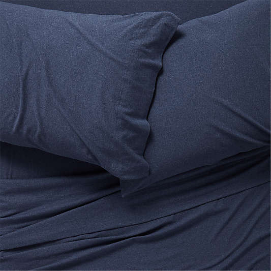 Comfy Tee Navy Blue Organic Cotton Jersey Kids Full Sheet Set