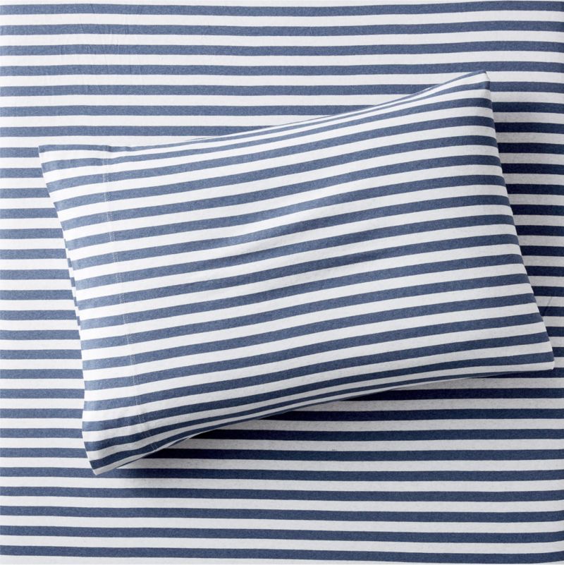 Comfy Tee Navy Blue Stripe Organic Cotton Jersey Kids Pillowcase