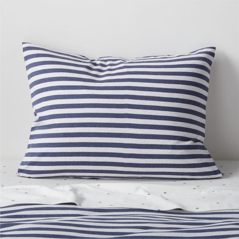 Comfy Tee Navy Blue Stripe Organic Cotton Jersey Kids Pillow Sham