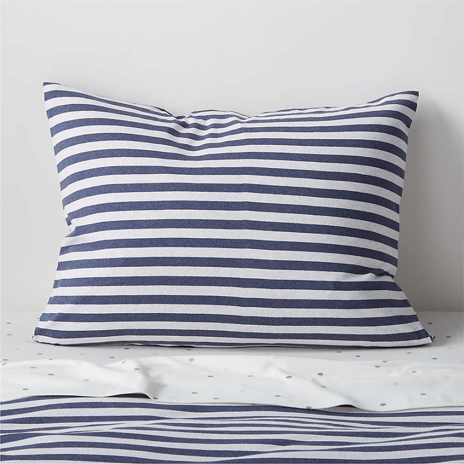 Modern Navy Blue Stripe Comfy Tee Organic Cotton Jersey Kids Pillow