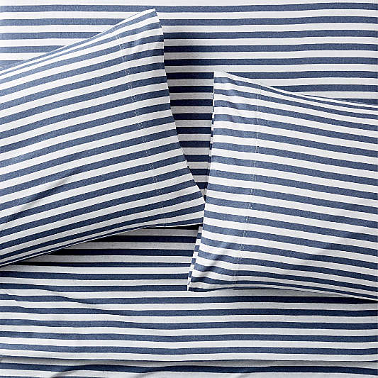 Comfy Tee Navy Blue Stripe Organic Cotton Jersey Kids Bedding