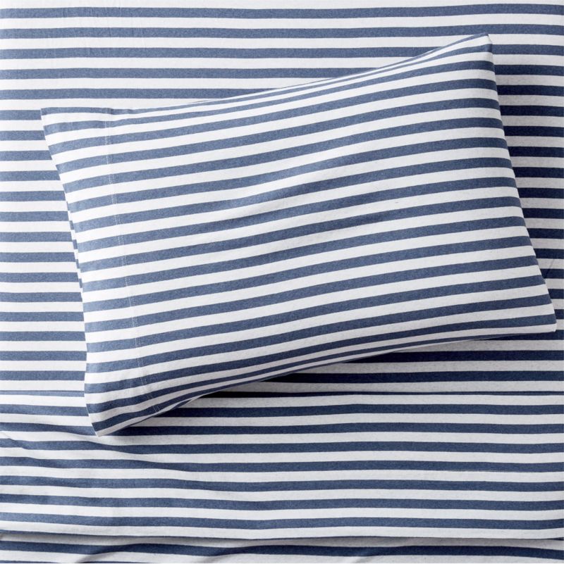 Comfy Tee Navy Blue Stripe Organic Cotton Jersey Kids Twin Sheet Set