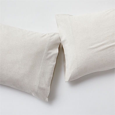 View Cozysoft Organic Cotton Jersey Oatmeal Brown Standard Pillowcases, Set of 2 details