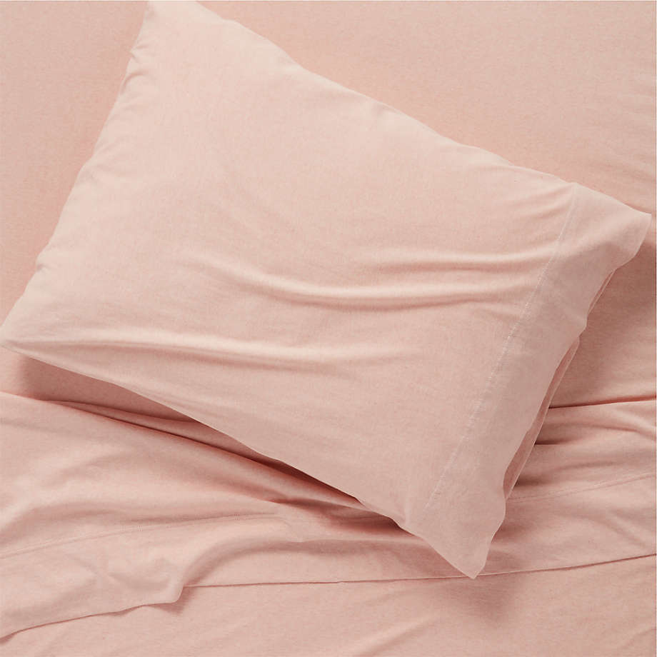Modern Comfy Tee Pink Organic Cotton Jersey Kids Twin Sheet Set Crate
