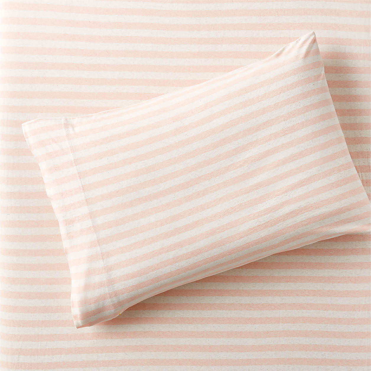 Modern Comfy Tee Pink Stripe Organic Cotton Jersey Kids Pillowcase Crate & Kids