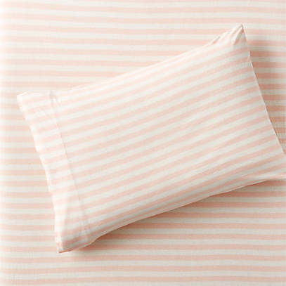 Modern Comfy Tee Pink Stripe Organic Cotton Jersey Kids Pillow