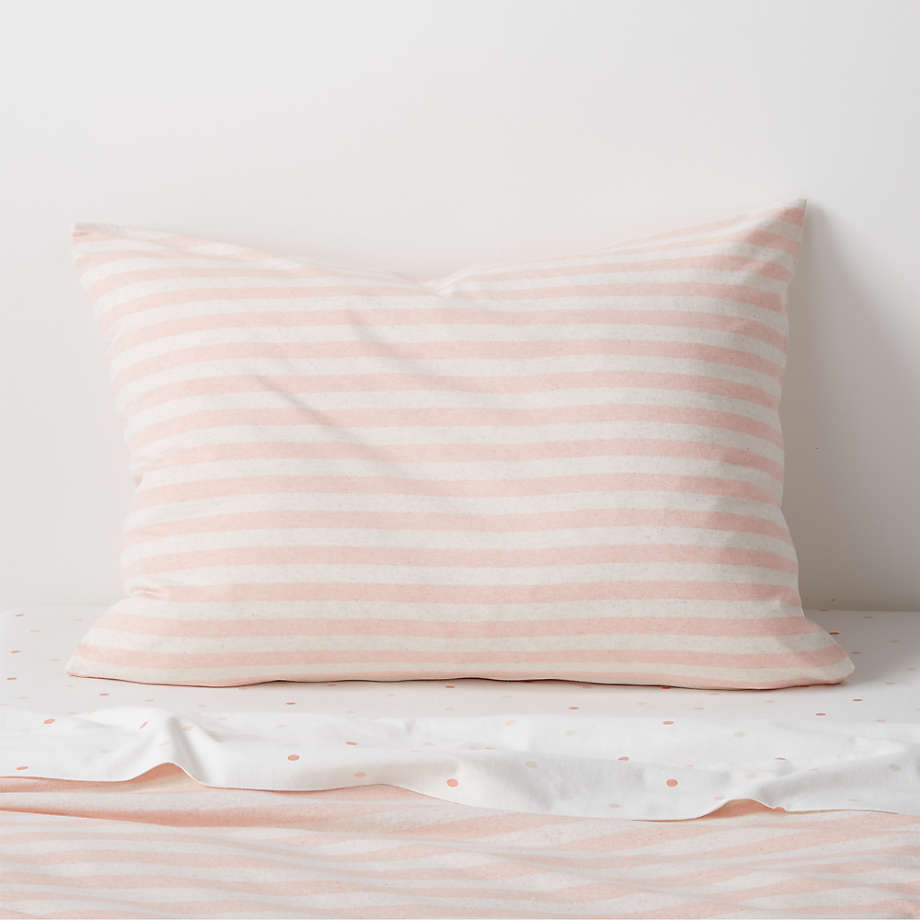 Modern Comfy Tee Pink Stripe Organic Cotton Jersey Kids Pillow