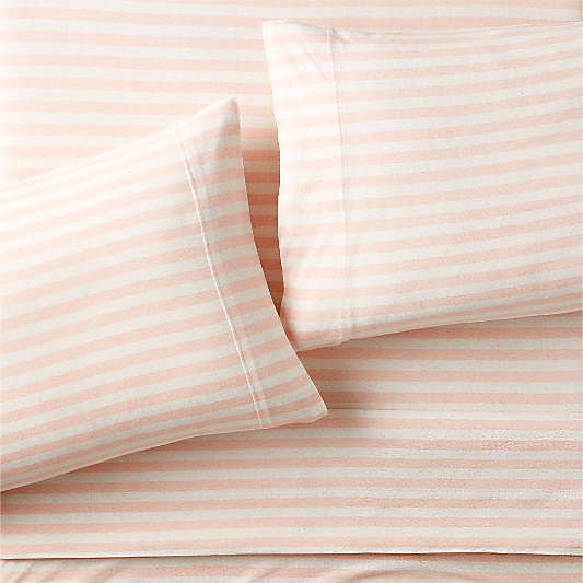 Comfy Tee Pink Stripe Organic Cotton Jersey Kids Queen Sheet Set