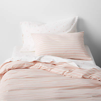 Comfy Tee Pink Stripe Organic Cotton Jersey Kids Duvet Bedding Set