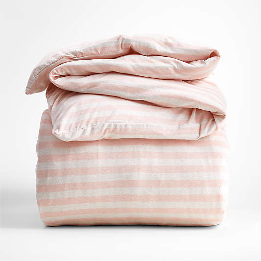 Comfy Tee Pink Stripe Organic Cotton Jersey Kids Twin Duvet Cover