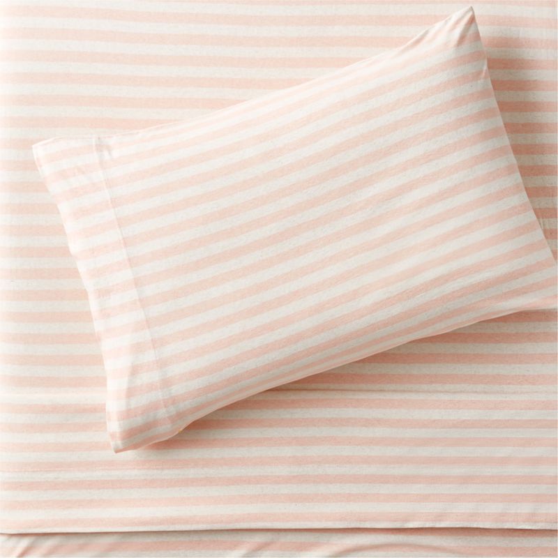 Comfy Tee Pink Stripe Organic Cotton Jersey Kids Twin Sheet Set