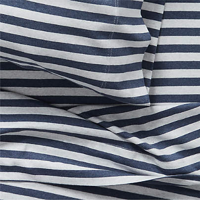Comfy Tee Navy Blue Stripe Organic Cotton Jersey Kids Sheet Set