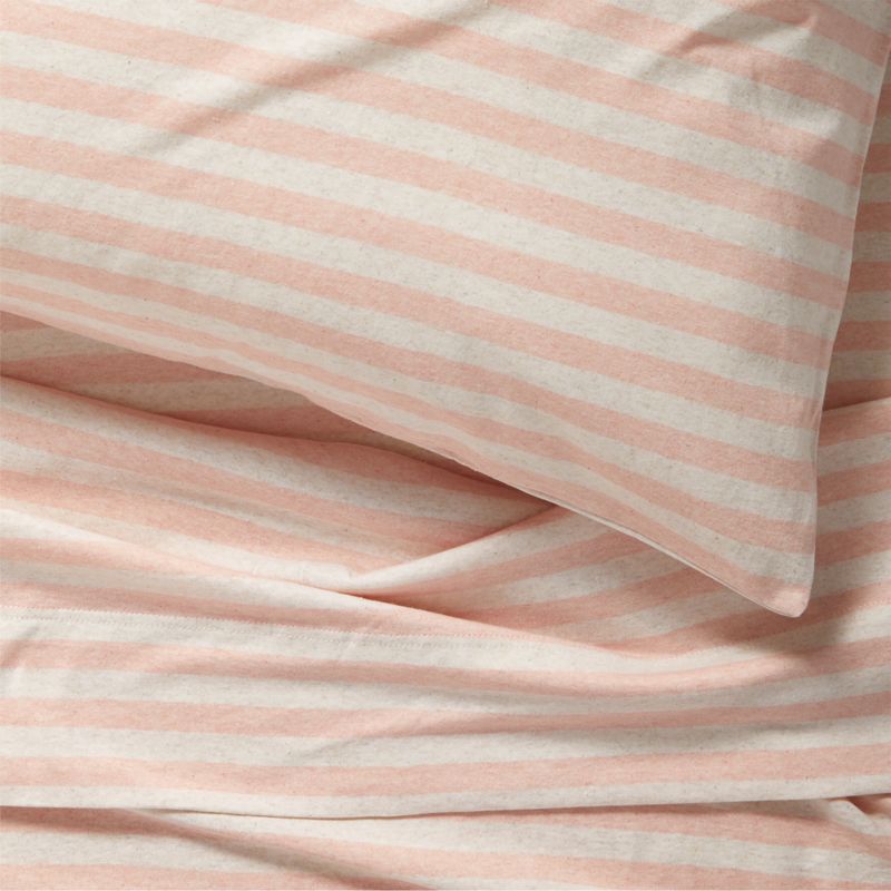 Comfy Tee Pink Stripe Organic Cotton Jersey Kids Queen Sheet Set - image 3 of 4