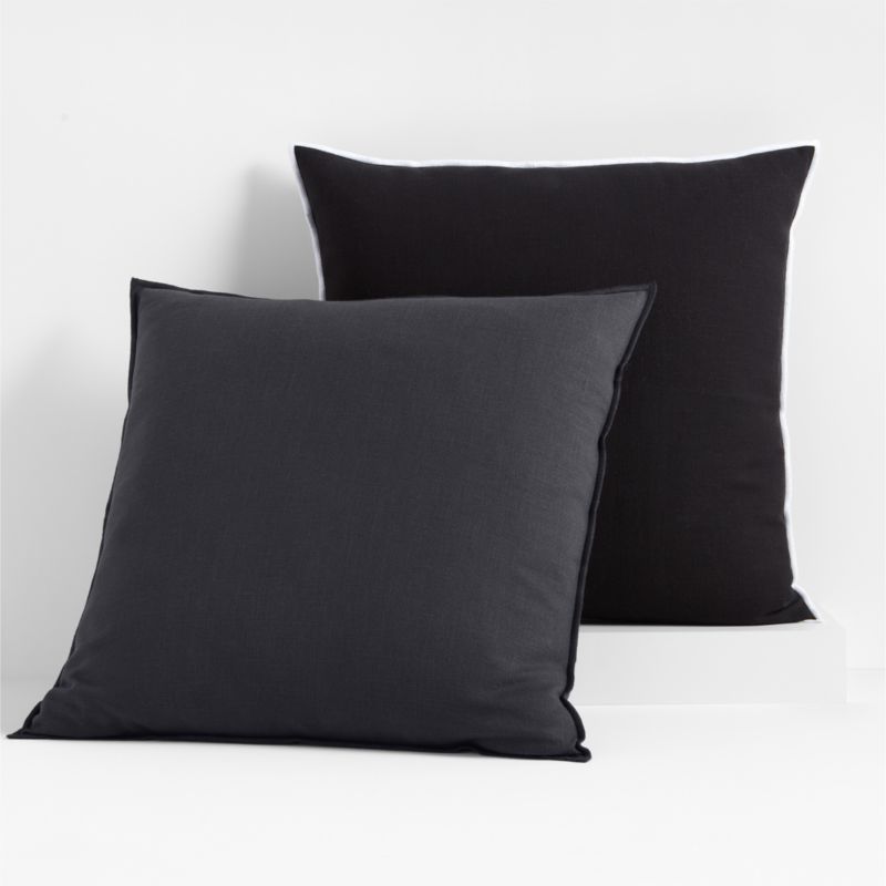 Organic Cotton Merrow Stitch 23"x23" Midnight Navy Throw Pillow Cover - image 2 of 8