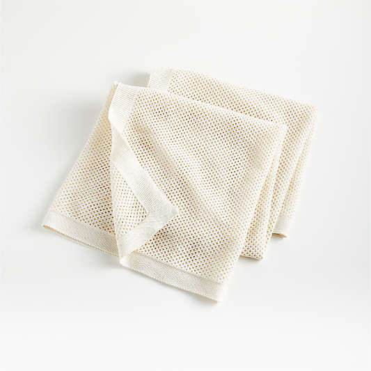 Organic Open Weave Cream Stroller Blanket