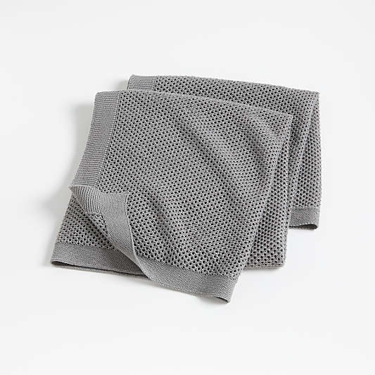 Grey Organic Open-Weave Stroller Blanket