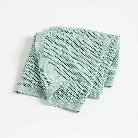 Organic Open Weave Mint Stroller Blanket