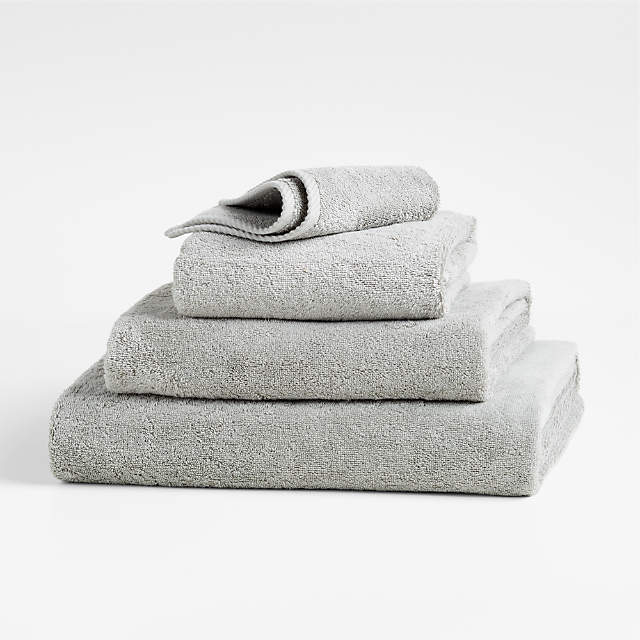 Quick-Dry Organic Cotton Ash Gray Bath Towels, Set of 6