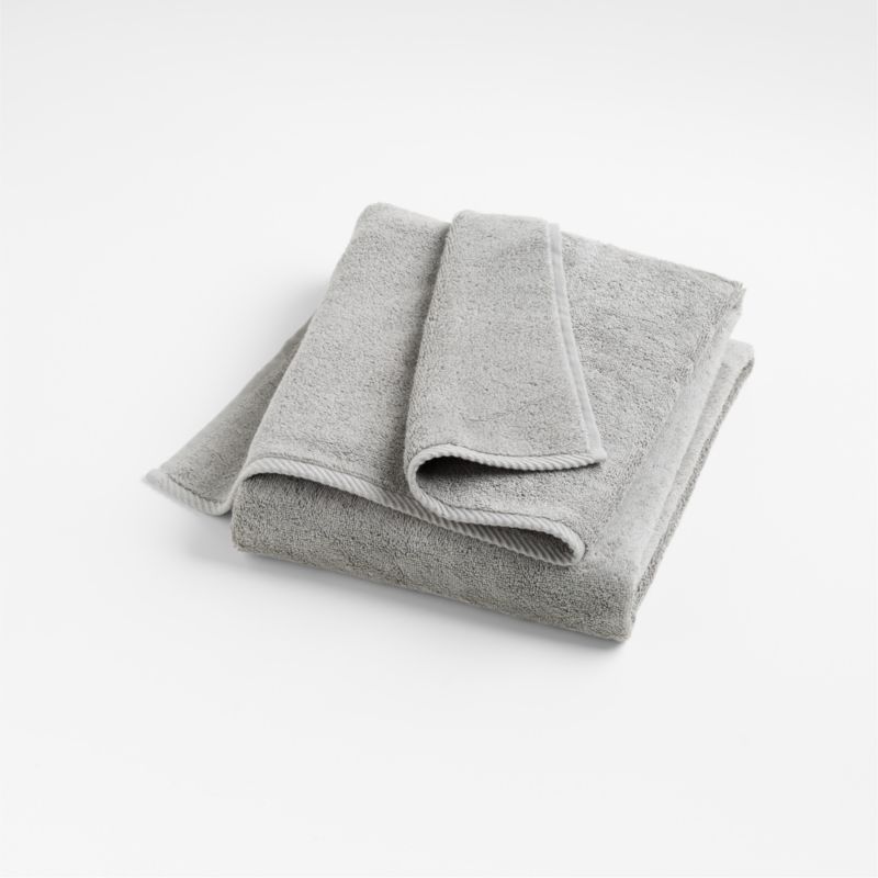 Quick-Dry Organic Cotton Ash Gray Bath Towels, Set of 6