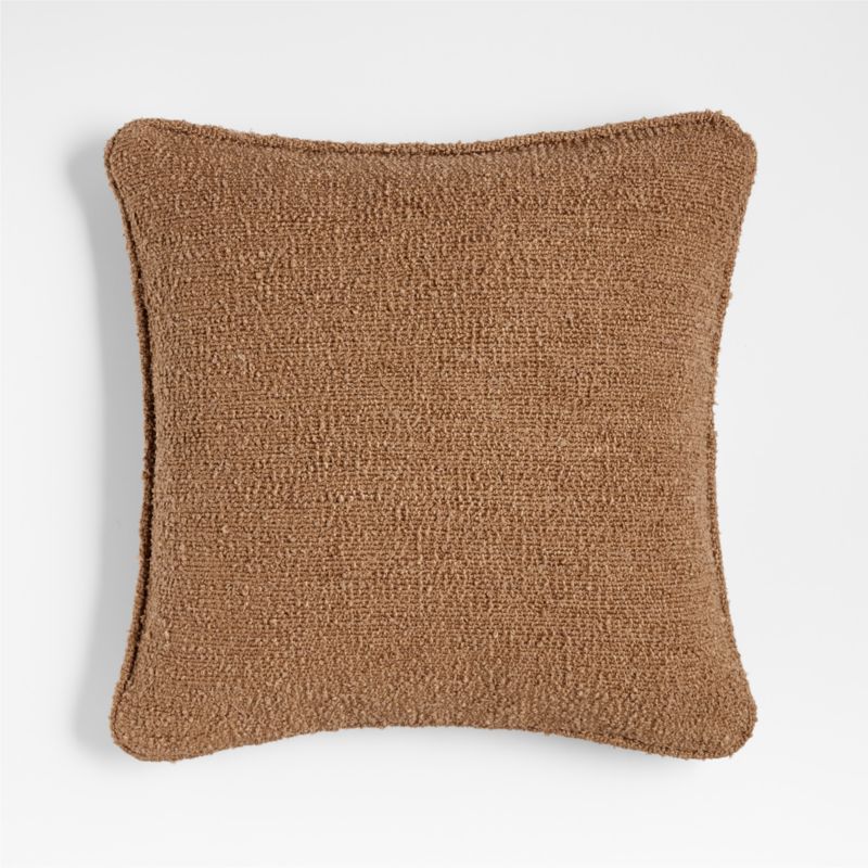 Camel Brown Organic Soft Boucle 20 x20 Throw Pillow Cover with Feather Insert Reviews Crate Barrel