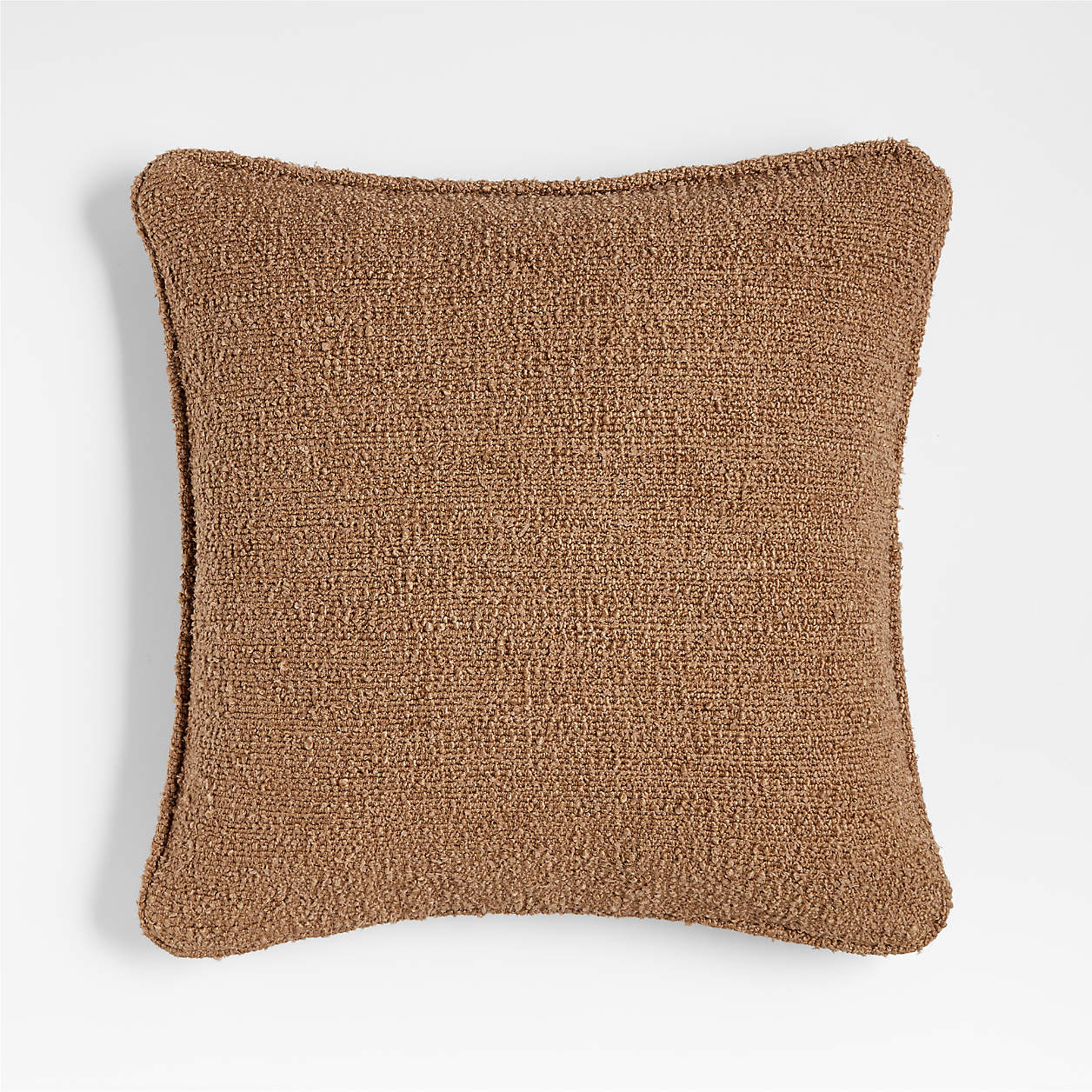 Camel Brown Organic Soft Boucle 20"x20" Throw Pillow Cover with Feather