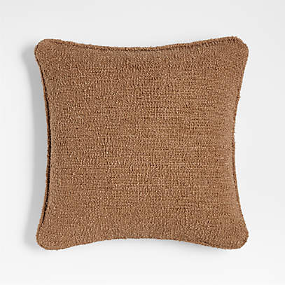 Camel Brown Organic Soft Boucle 20x20 Throw Pillow Cover with