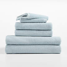 Organic Turkish Cotton Pale Blue Bath Towels, Set of 6 + Reviews | Crate & Barrel