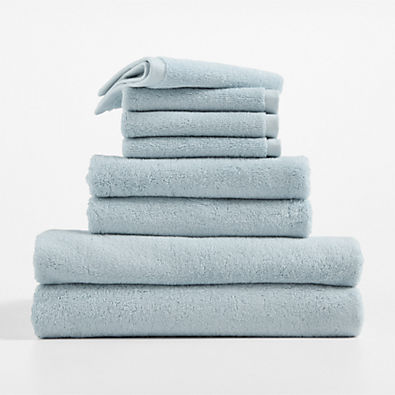 View Classic Organic Turkish Cotton Pale Blue Bath Towels, Set of 8 details