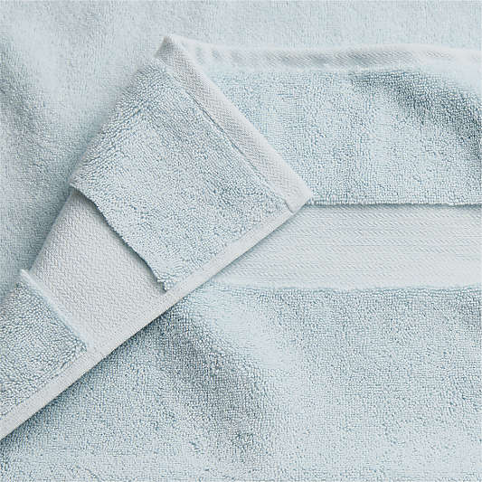 Organic Turkish Cotton Pale Blue Bath Towels, Set of 6