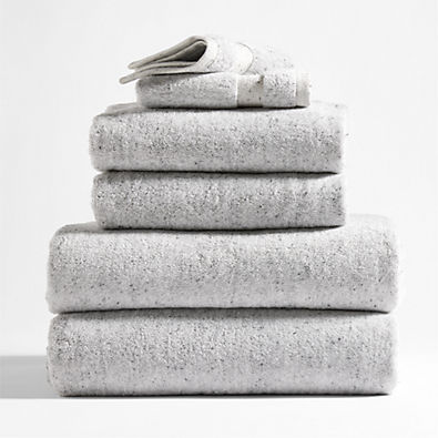 View Organic Turkish Cotton Grey Fleck Bath Towels, Set of 6 details