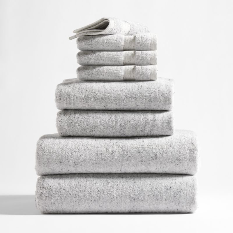 Organic Turkish Cotton Grey Fleck Bath Towels, Set of 8 - image 0 of 1