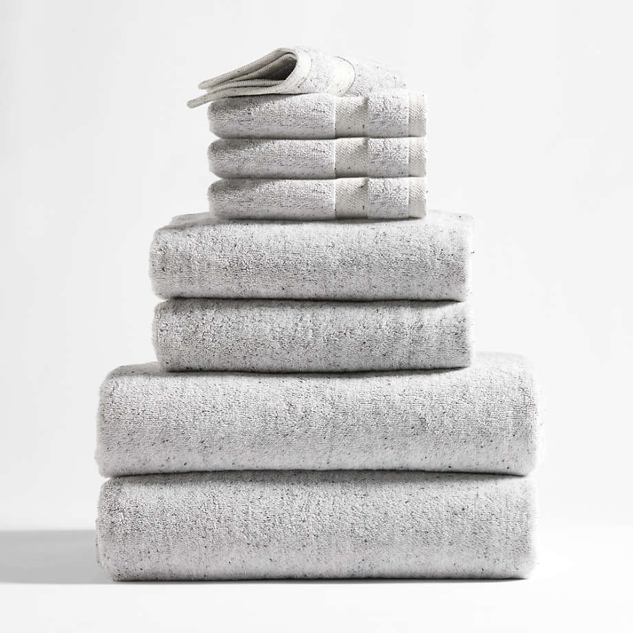 Slate Grey Organic Turkish Cotton Bath Towels, Set of 6