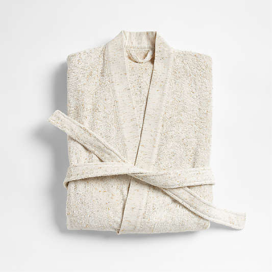 Organic Large/Extra-Large Turkish Natural Beige Fleck Bathrobe