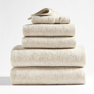 View Organic Turkish Cotton Natural Beige Fleck Bath Towels, Set of 6 details