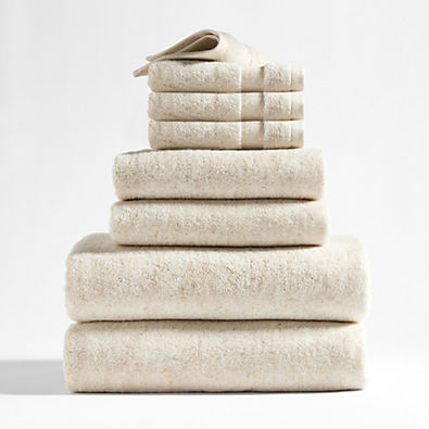 View Organic Turkish Cotton Natural Beige Fleck Bath Towels, Set of 8 details
