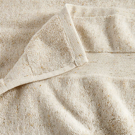 Classic Organic Turkish Cotton Natural Beige Fleck Bath Towels, Set of 8