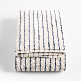 Organic Turkish Cotton Shadow Sage and Pampas Ivory Stripe Bath Towel