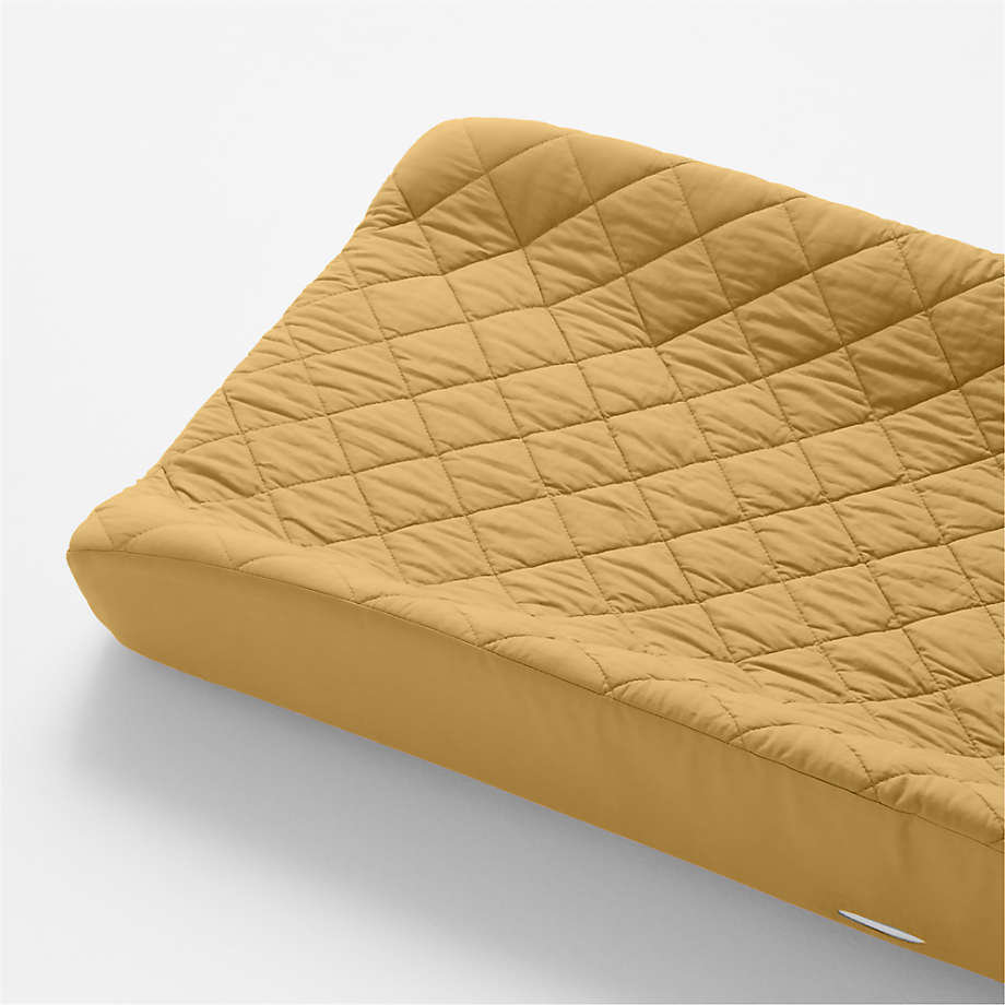 Modern Cozy Cloud Savannah Yellow Organic Washed Cotton Changing Pad Cover + Reviews | Crate & Kids
