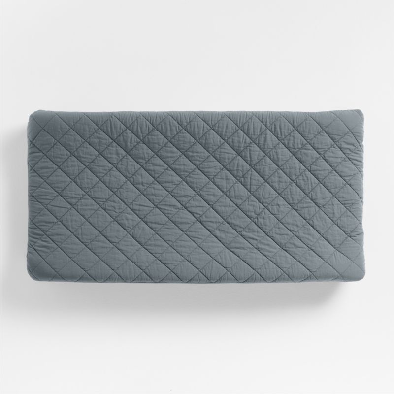 Cozy Cloud Slate Blue Washed Organic Cotton Changing Pad Cover