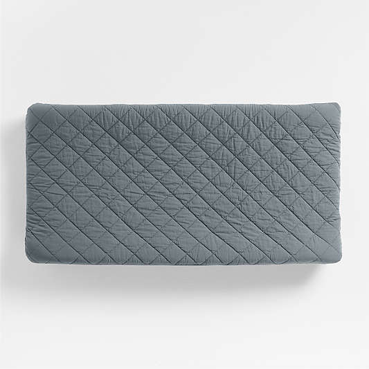 Cozy Cloud Slate Blue Washed Organic Cotton Changing Pad Cover