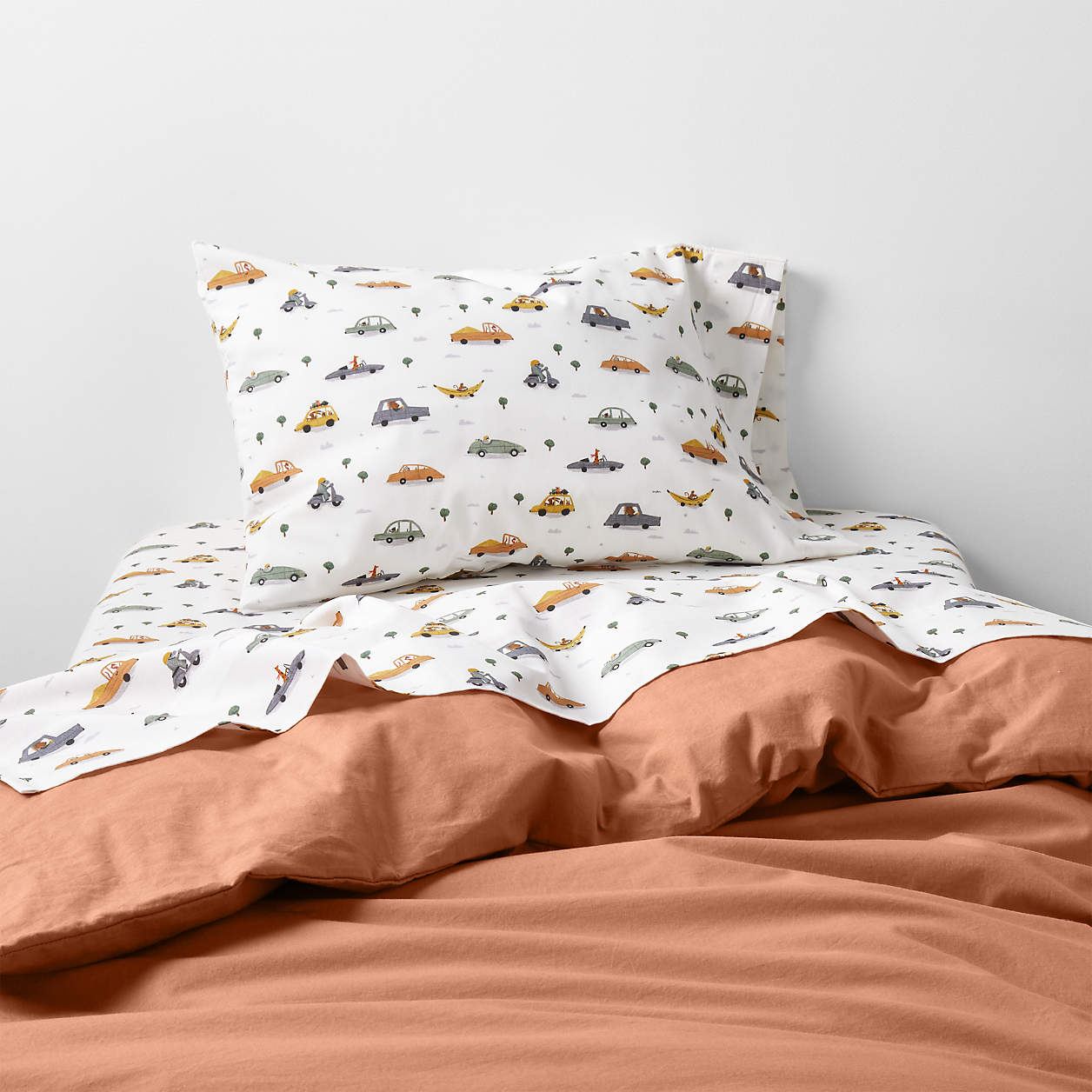 Modern Cozy Cloud Canyon Orange Organic Washed Cotton Toddler Duvet