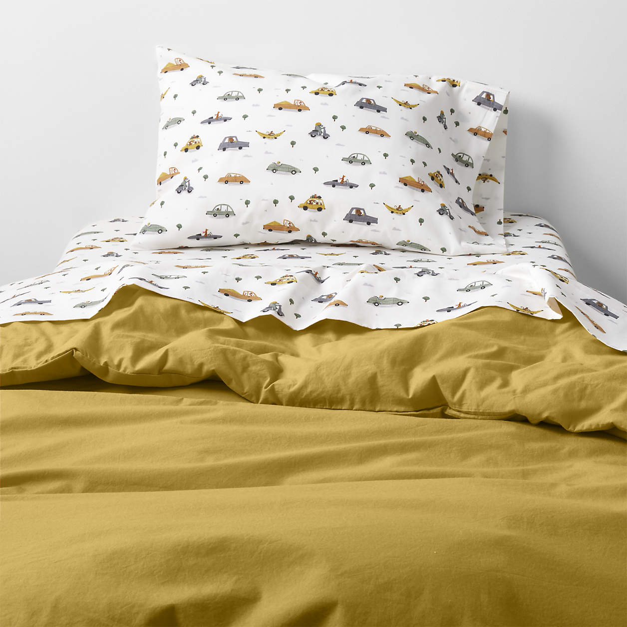 Cozy Cloud Savannah Yellow Organic Washed Cotton Toddler Duvet Bedding