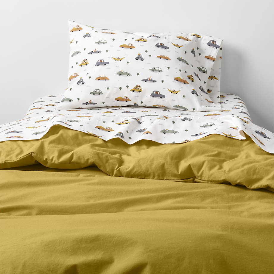 Cozy Cloud Savannah Yellow Organic Washed Cotton Toddler Duvet Bedding