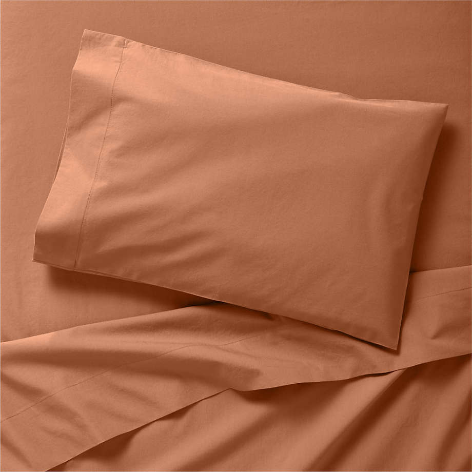 Modern Cozy Cloud Dark Orange Organic Washed Cotton Toddler Sheet Set