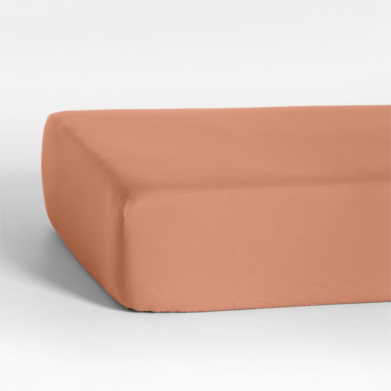 Cozy Cloud Canyon Orange Washed Organic Cotton Baby Crib Fitted Sheet - image 0 of 7